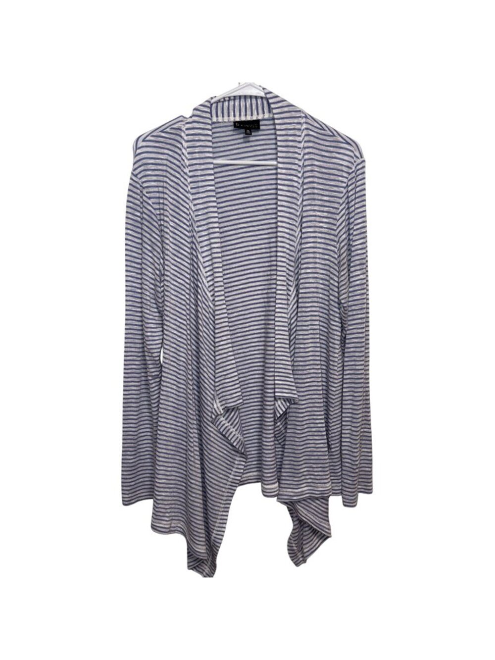 Bobeau Womens Striped Open Front Waterfall Cardigan Sweater M